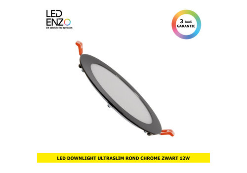 LED Downlight UltraSlim rond chroom zwart 12W 