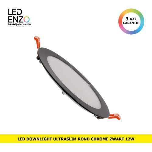 LED Downlight UltraSlim rond chroom zwart 12W 