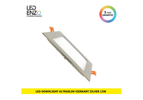 LED Downlight Vierkant zilveren 12W UltraSlim 