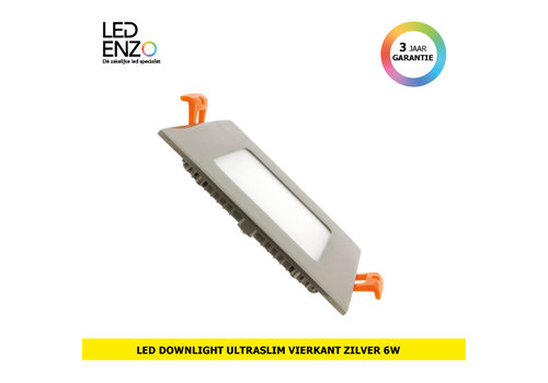 LED Downlight UltraSlim vierkant zilver 6W 