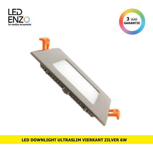 LED Downlight UltraSlim vierkant zilver 6W 
