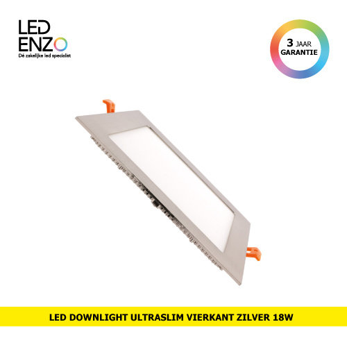 LED Downlight Vierkant zilveren 18W UltraSlim 