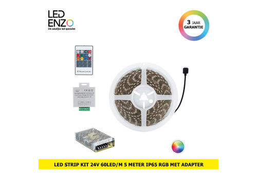 LED Strip Kit 24V DC 60LED/m 5m IP65 RGB met voeding en controller 