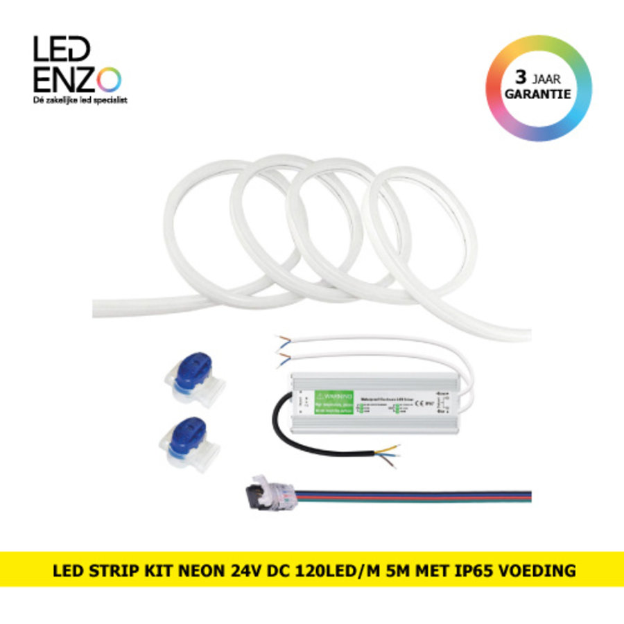 LED Strip Neon Kit 24V DC 120L/m 5m IP65 met voeding-2