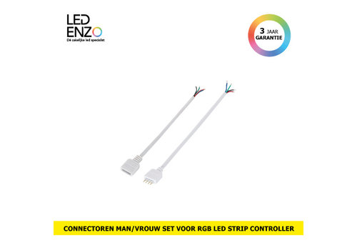 Mannelijke/vrouwelijke connectoren (1 paar) voor een RGB LED strip controller 