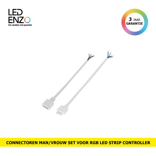 Mannelijke/vrouwelijke connectoren (1 paar) voor een RGB LED strip controller 