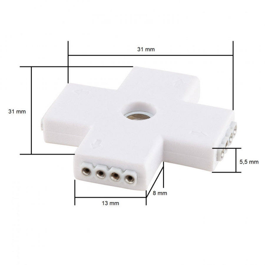 X-type Connector voor RGB LED strips 12V-3