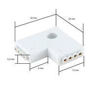 L-type Connector voor RGB LED strips 12V