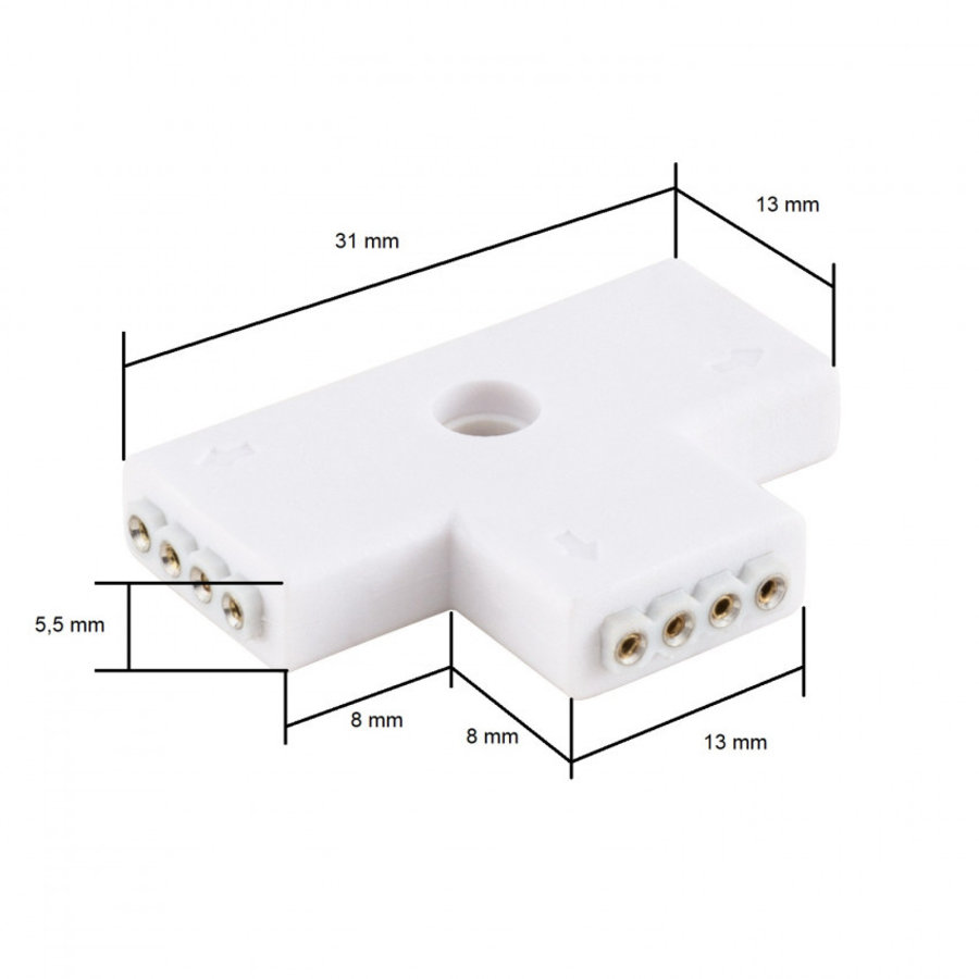 T-type Connector voor RGB LED strips 12V-3