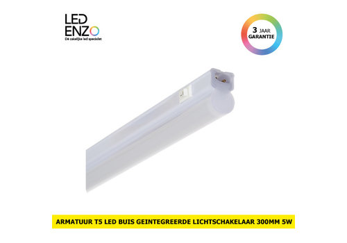 LED Armatuur T5 300mm met geïntegreerde schakelaar 5W 