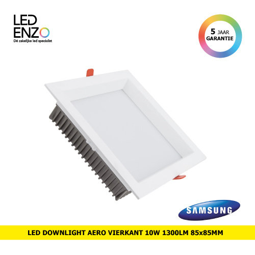 Downlight New Aero Slim SAMSUNG Vierkant LED 10W 130lm/W (UGR17) zaag maat 85x85 mm 