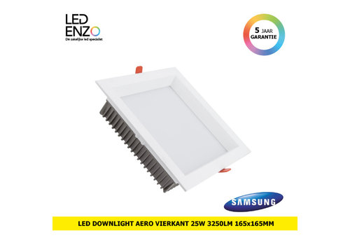 Downlight New Aero Slim SAMSUNG Vierkant 25W 130lm/W LED (UGR17) Zaag maat 165x165 mm 