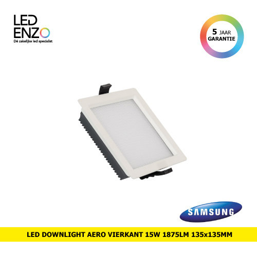 Downlight New Aero Slim SAMSUNG Vierkant LED 15W 130lm/W (UGR17) Zaag maat 135x135 mm 