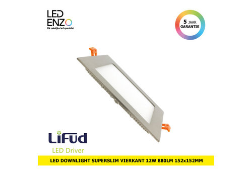 LED Downlght SuperSlim LIFUD vierkant zilver 12W 