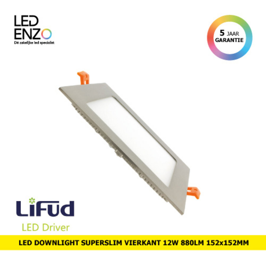 LED Downlght SuperSlim LIFUD vierkant zilver 12W-1