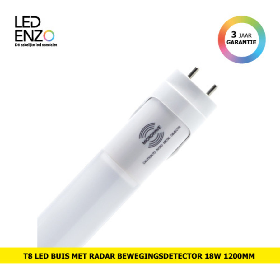 LED Buis T8 120cm met radar bewegingsdetector - schakelt zelf uit - 18W 100lm/w-1