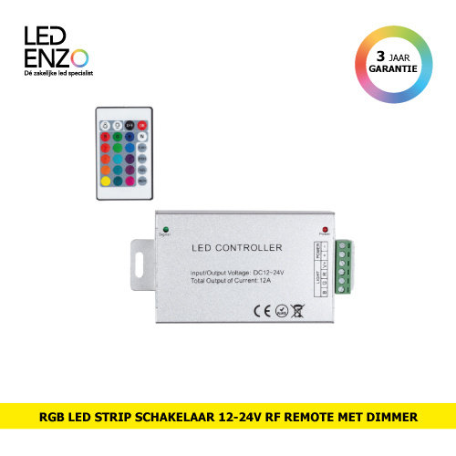 LED Strip schakelaar + RF-afstandsbediening met dimmer en 24 knoppen 12 / 24V RGB 