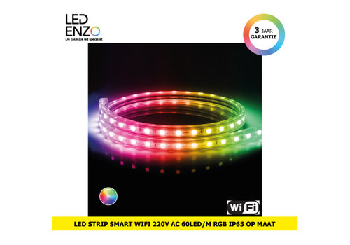 LED Strip Smart Wifi 220V AC 60 LED/m RGB IP65 op maat om de 100cm 