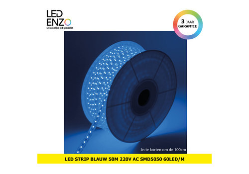 LED Strip Blauw, 50m, 220V AC, SMD5050, 60 LED/m 