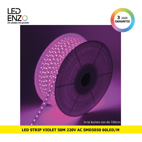 LED Strip Violet, 50m, 220V AC, SMD5050, 60 LED/m 