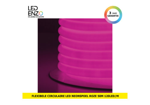 LED Neon Circulair Flexibel, 120LED/m Roze, rol 50m 