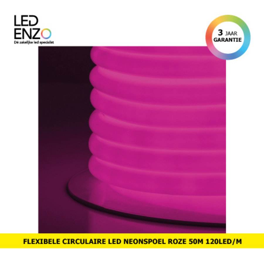 LED Neon Circulair Flexibel, 120LED/m Roze, rol 50m-1