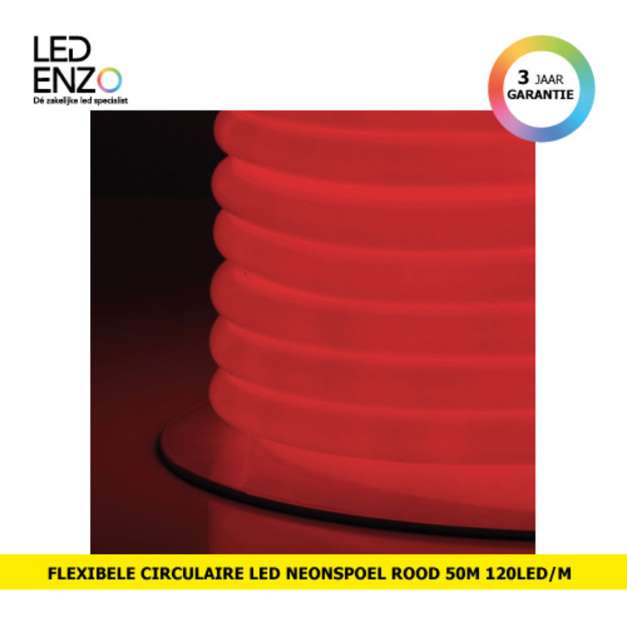 LED Strip Circulair neonspoel flexibel met 120LED/m rood 50 meter-1