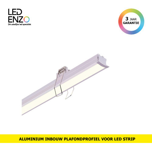 Inbouw aluminium plafondprofiel met 1m Clips voor LED Strips 