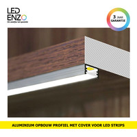 thumb-Opbouw Profiel Aluminium 1m met Doorschijnende cover voor LED Strips-1