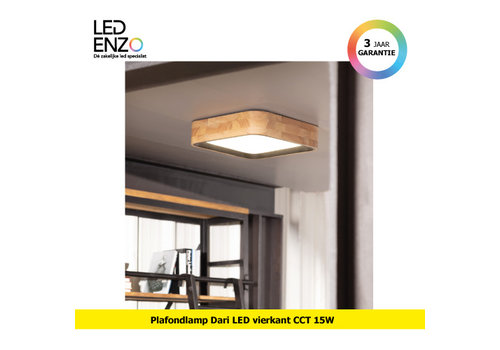 Plafondlamp Dari Vierkant CCT LED 15W CCT Selecteerbaar 