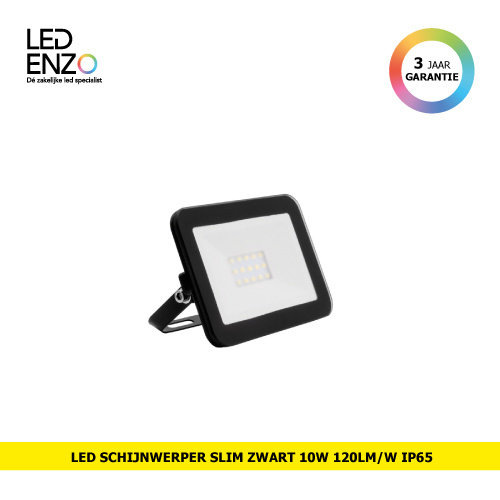 LED Schijnwerper Slim glas Zwart 10W 120lm/W IP65 