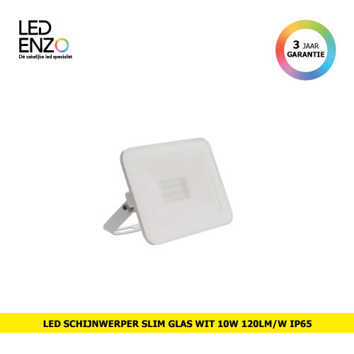 LED Schijnwerper Slim glas Wit 10W 120lm/W IP65 