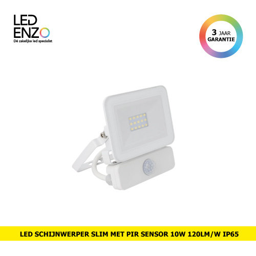 LED Schijnwerper Slim 10W  met  PIR bewegingsensor 