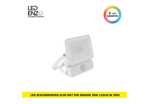 LED Schijnwerper Slim 20W met  PIR bewegingsensor 