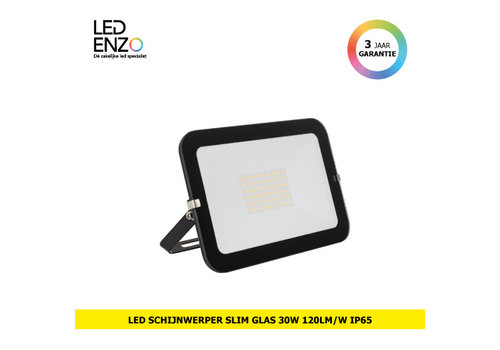 LED Schijnwerper Slim glas Zwart 30W 120lm/W IP65 