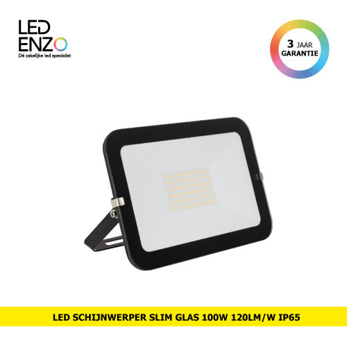 LED Schijnwerper Slim glas Zwart 100W 120lm/W IP65 