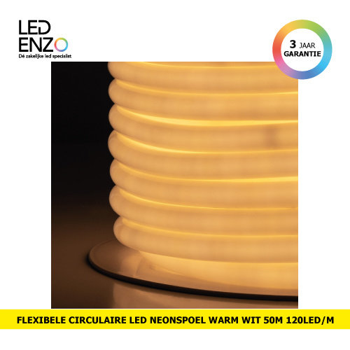 LED Neon Circulair Flexibel, Warm wit, 120LED/m, rol 50m 