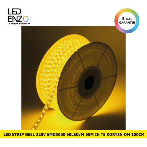 LED Strip Geel, 50m, 220V AC, SMD5050, 60 LED/m 