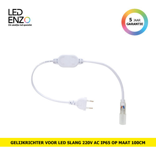 Gelijkrichterkabel LED Slang 220V AC IP65 op maat 100cm 