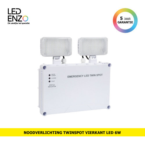 Noodverlichting TwinSpot Vierkant LED 6W 