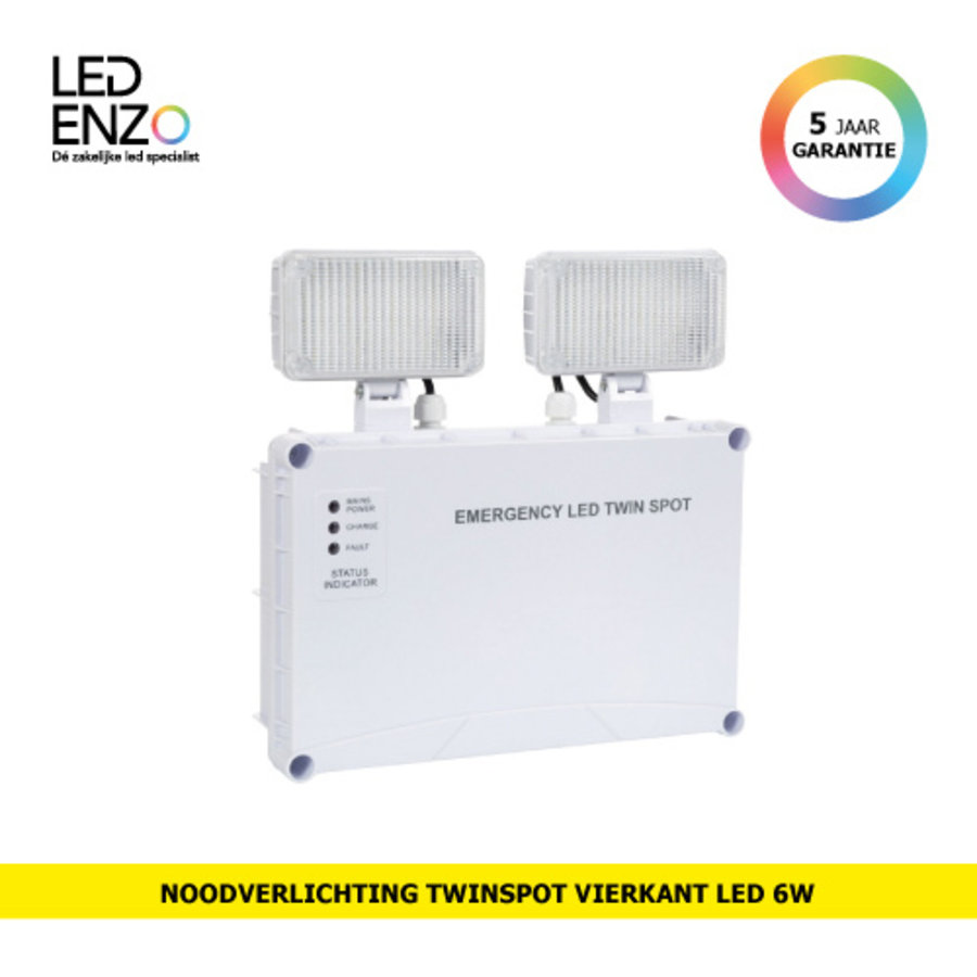 Noodverlichting TwinSpot Vierkant LED 6W-1