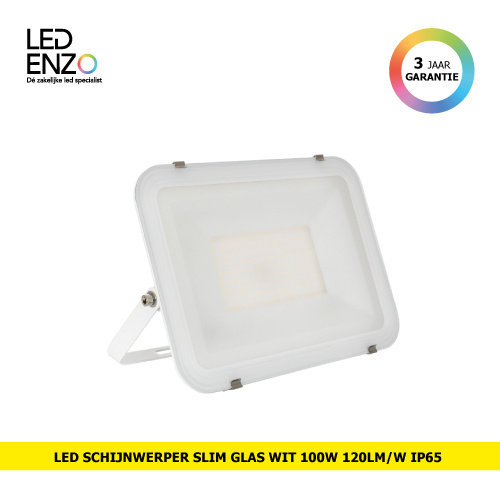 LED Schijnwerper Slim glas Wit 100W 120lm/W IP65 