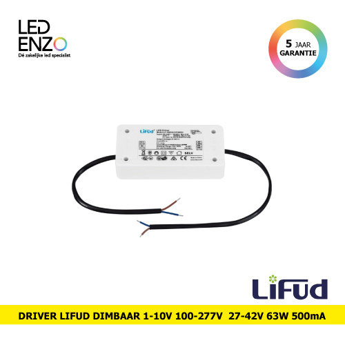 LED Driver Dimbaar 1-10V 220-240V Uitgang 27-42V 250-500mA 21W Lifud 