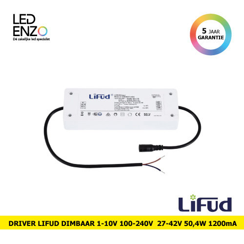 LED Driver Dimbaar 1-10V  100-240V Output 27-42V 1200mA 50,4W Lifud LF-GDE060YF met Jack aansluiting 