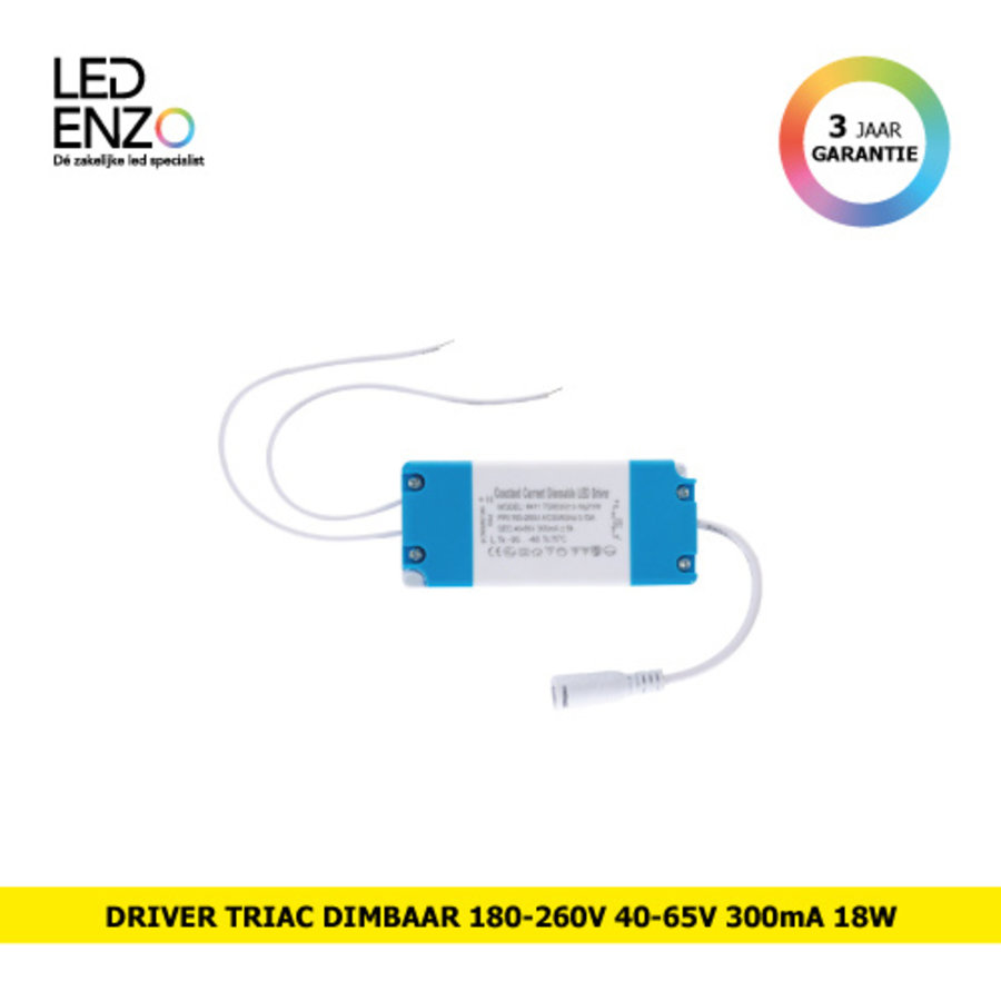 LED Driver 180-260V Uitgang 40-65V 300mA 18W Triac Dimbaar Jack Aansluiting-1