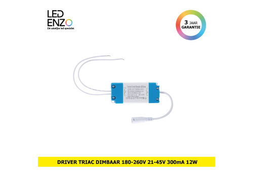 LED Driver Dimbaar 100-240V Uitgang 21-45V 300mA 12W Triac met Jack aansluiting 