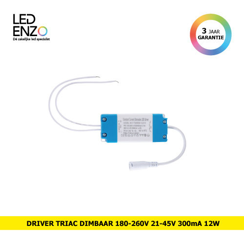 LED Driver Dimbaar 100-240V Uitgang 21-45V 300mA 12W Triac met Jack aansluiting 