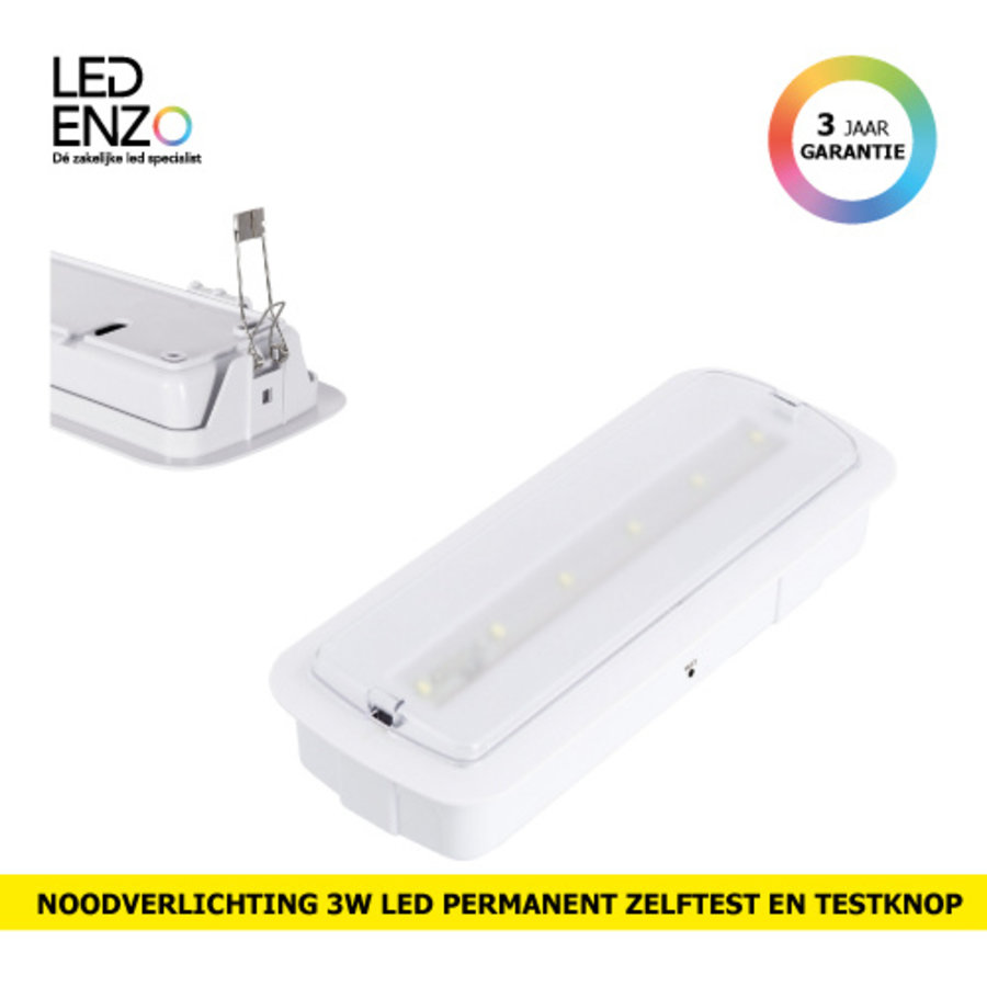 LED Noodverlichting 3W + plafondkit, permanent / niet-permanent met zelftest en testknop-1