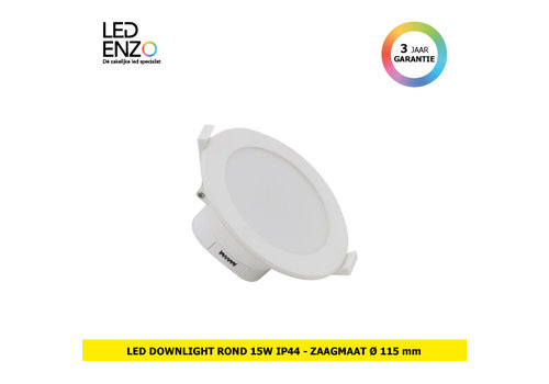 LED Downlight Rond voor Badkamers IP44 Zaag maat Ø115mm 15W 