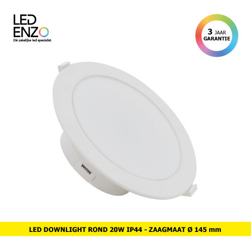 LED Downlight Rond voor Badkamers IP44 Zaag maat Ø145 mm 20W 